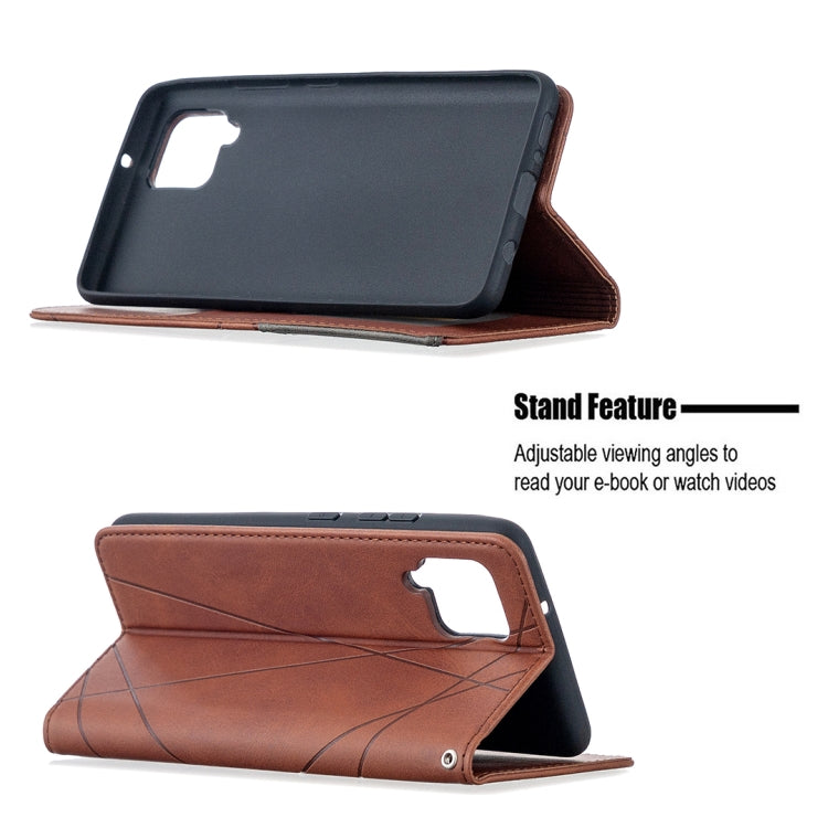 For Samsung Galaxy A42 5G Rhombus Texture Horizontal Flip Magnetic Leather Case with Holder & Card Slots & Wallet