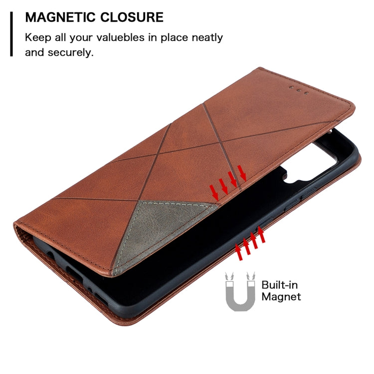 For Samsung Galaxy A42 5G Rhombus Texture Horizontal Flip Magnetic Leather Case with Holder & Card Slots & Wallet
