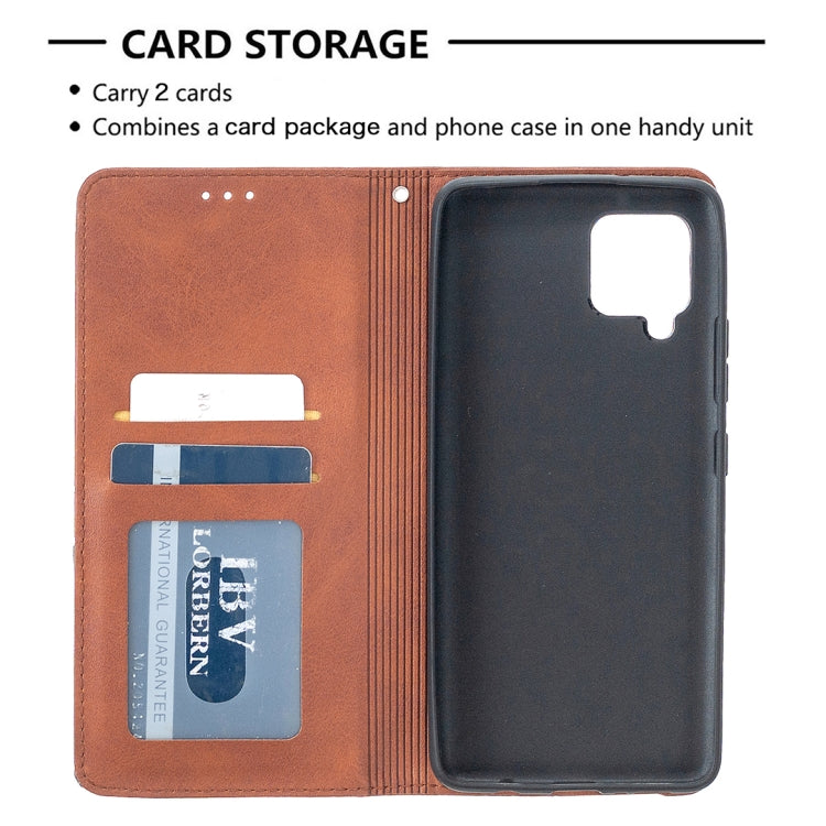 For Samsung Galaxy A42 5G Rhombus Texture Horizontal Flip Magnetic Leather Case with Holder & Card Slots & Wallet