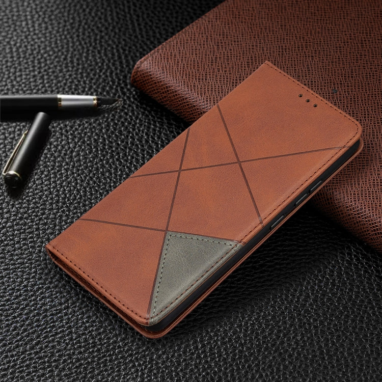 For Samsung Galaxy A42 5G Rhombus Texture Horizontal Flip Magnetic Leather Case with Holder & Card Slots & Wallet