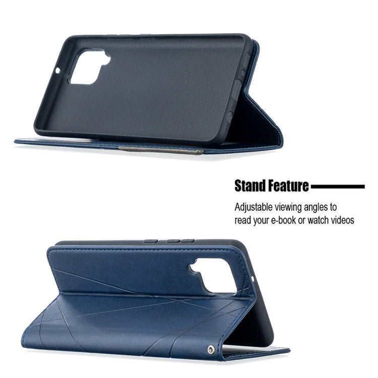 For Samsung Galaxy A42 5G Rhombus Texture Horizontal Flip Magnetic Leather Case with Holder & Card Slots & Wallet
