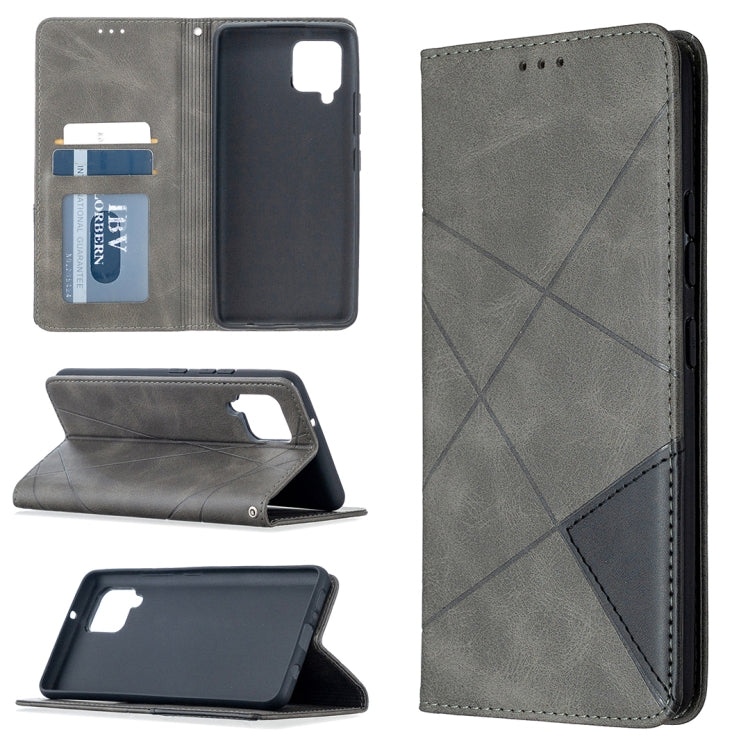 For Samsung Galaxy A42 5G Rhombus Texture Horizontal Flip Magnetic Leather Case with Holder & Card Slots & Wallet