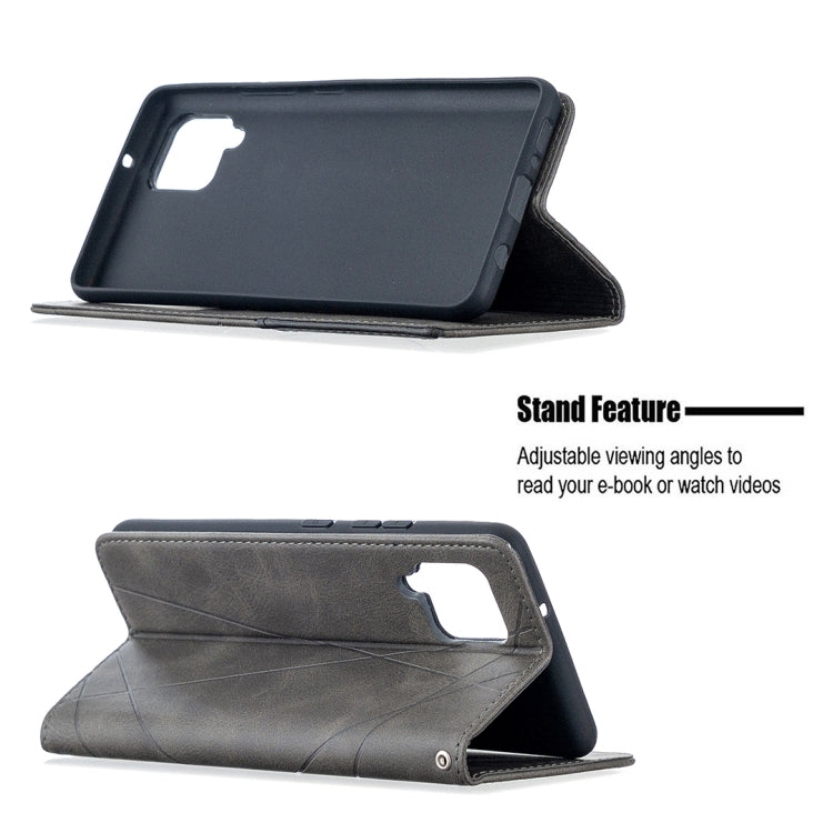 For Samsung Galaxy A42 5G Rhombus Texture Horizontal Flip Magnetic Leather Case with Holder & Card Slots & Wallet