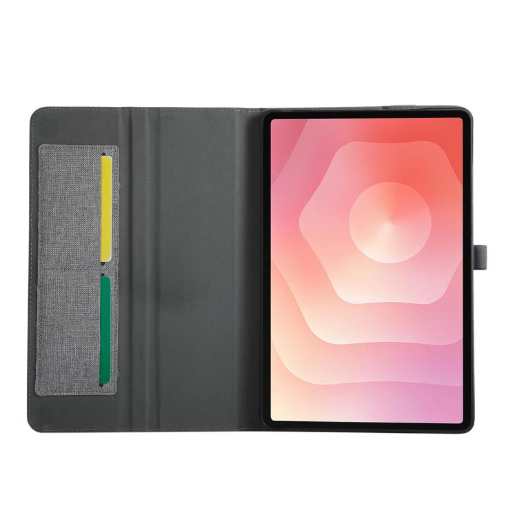 For Samsung Galaxy Tab S11 Fabric Texture Horizontal Flip Leather Tablet Case with Hand Strap