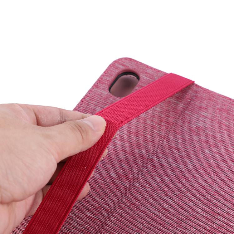 For Samsung Galaxy Tab S11 Fabric Texture Horizontal Flip Leather Tablet Case with Hand Strap