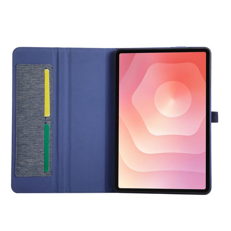 For Samsung Galaxy Tab S11 Fabric Texture Horizontal Flip Leather Tablet Case with Hand Strap