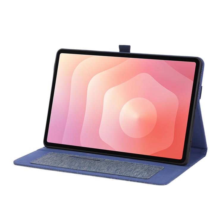 For Samsung Galaxy Tab S11 Fabric Texture Horizontal Flip Leather Tablet Case with Hand Strap