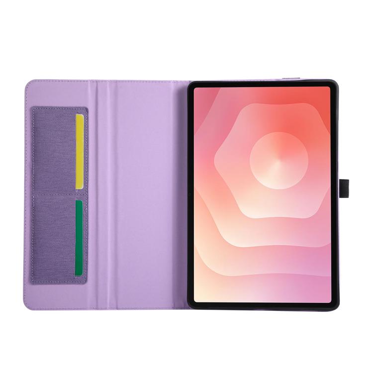 For Samsung Galaxy Tab S11 Fabric Texture Horizontal Flip Leather Tablet Case with Hand Strap