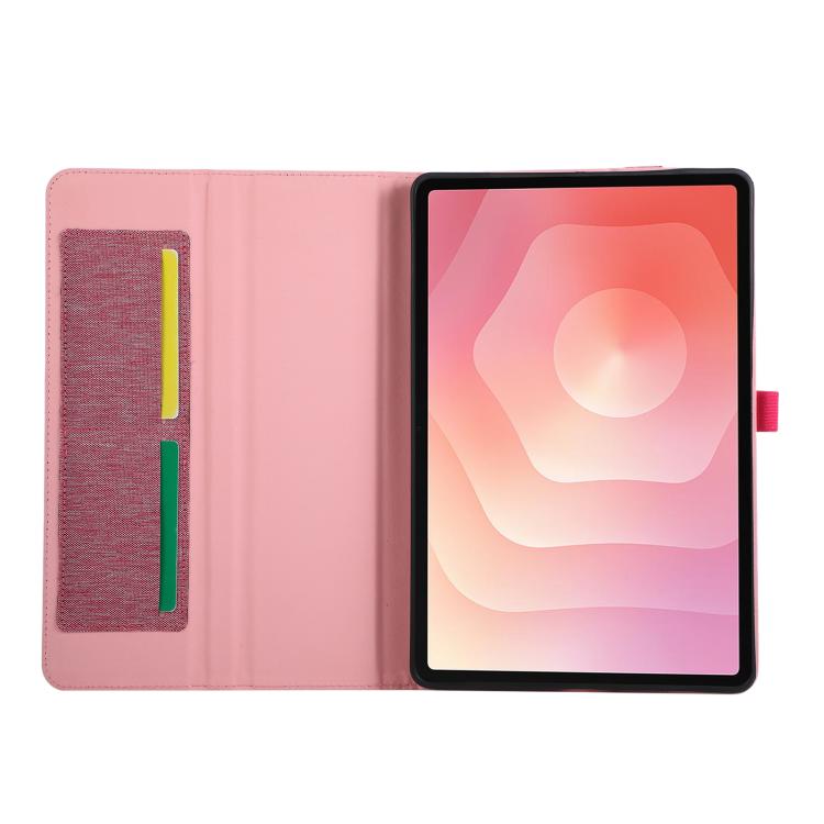 For Samsung Galaxy Tab S11 Fabric Texture Horizontal Flip Leather Tablet Case with Hand Strap