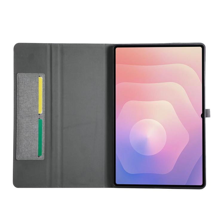 For Samsung Galaxy Tab S11 Ultra Fabric Texture Horizontal Flip Leather Tablet Case with Hand Strap