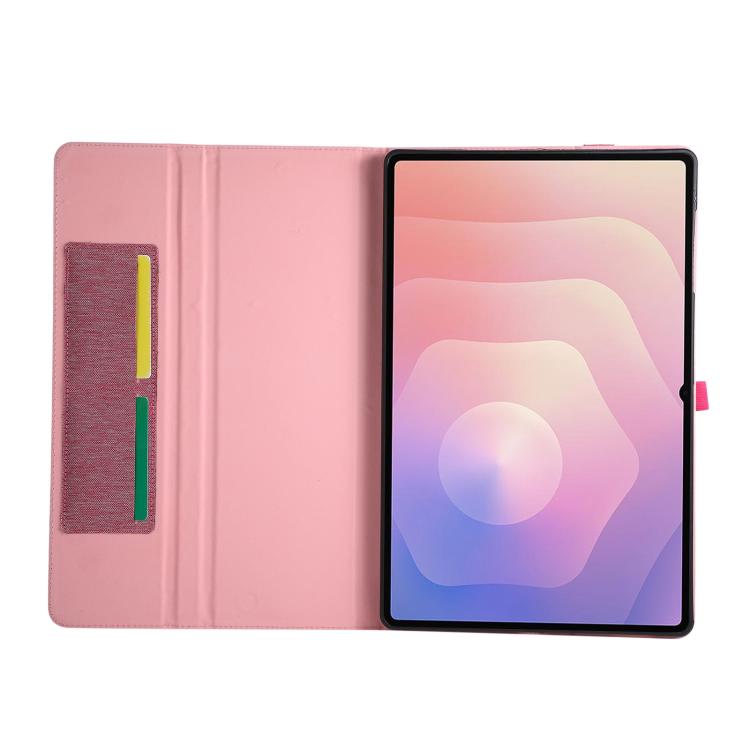 For Samsung Galaxy Tab S11 Ultra Fabric Texture Horizontal Flip Leather Tablet Case with Hand Strap