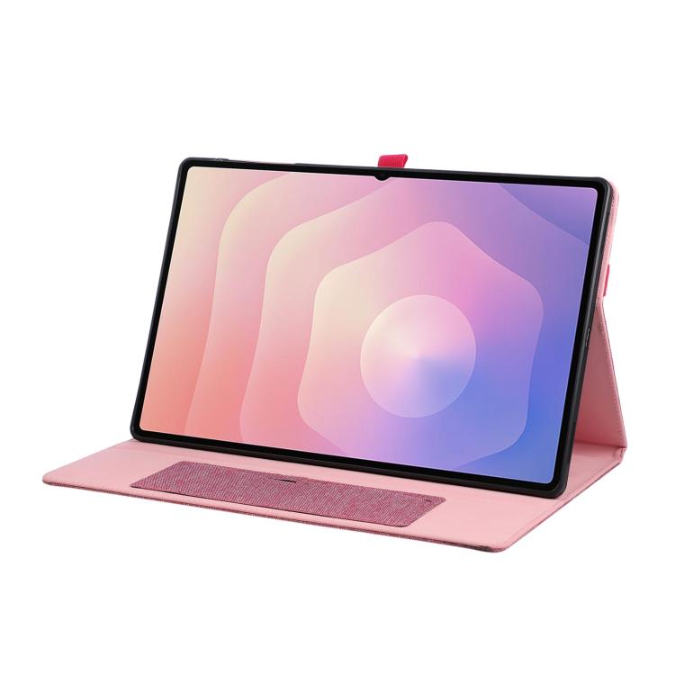 For Samsung Galaxy Tab S11 Ultra Fabric Texture Horizontal Flip Leather Tablet Case with Hand Strap