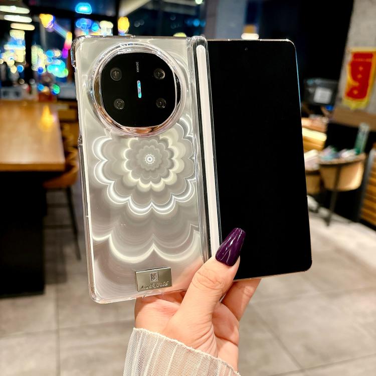 For Huawei Mate X6 Nameplate DIY Patterned Cardboard Double-Center Magnetic Phone Case - Transparent