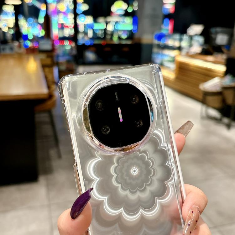 For Huawei Mate X6 Nameplate DIY Patterned Cardboard Double-Center Magnetic Phone Case - Transparent