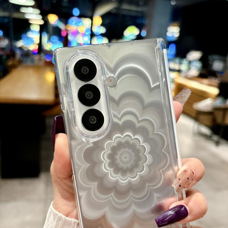 For Samsung Galaxy Z Fold4 5G Nameplate DIY Patterned Cardboard Double-Center Magnetic Phone Case - Transparent