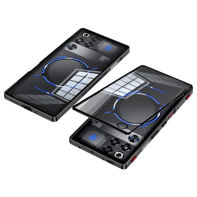For ZTE nubia Red Magic 11 Pro Snap Buckle Metal Frame Glass Back Panel Phone Case