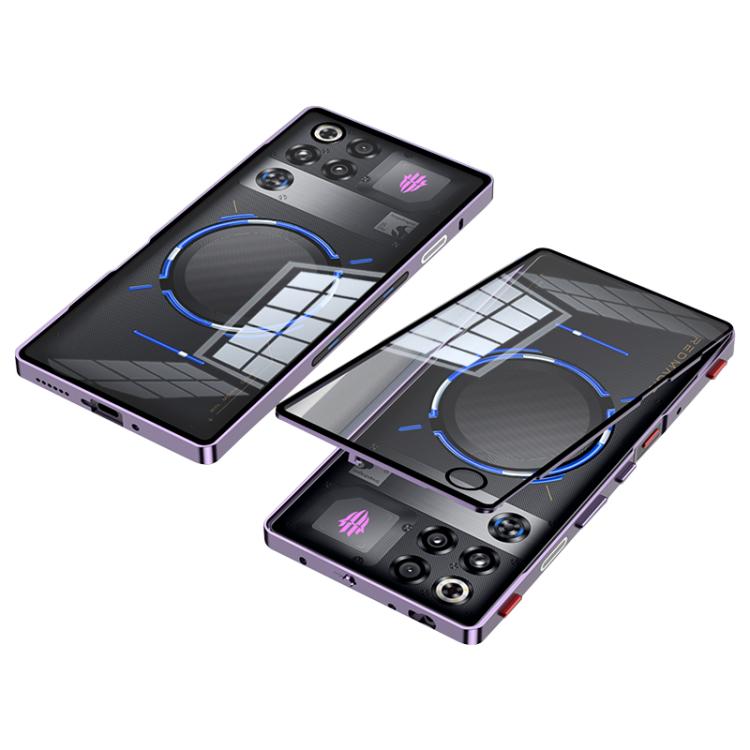For ZTE nubia Red Magic 11 Pro Snap Buckle Metal Frame Glass Back Panel Phone Case