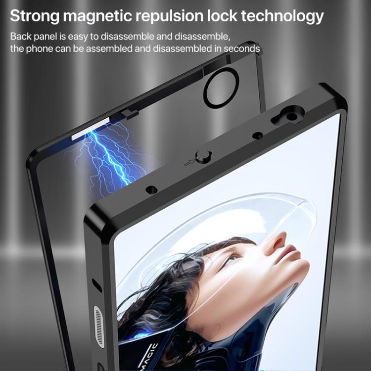 For ZTE nubia Red Magic 11 Pro Snap Buckle Metal Frame Glass Back Panel Phone Case