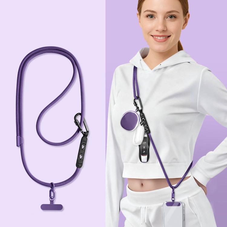 7mm Polyester Adjustable Crossbody Storage Hooks Mobile Phone Anti-lost Lanyard With Metal Clamp