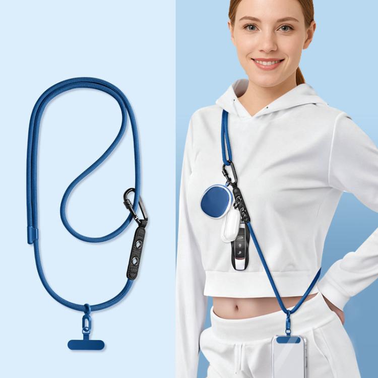 7mm Polyester Adjustable Crossbody Storage Hooks Mobile Phone Anti-lost Lanyard With Metal Clamp
