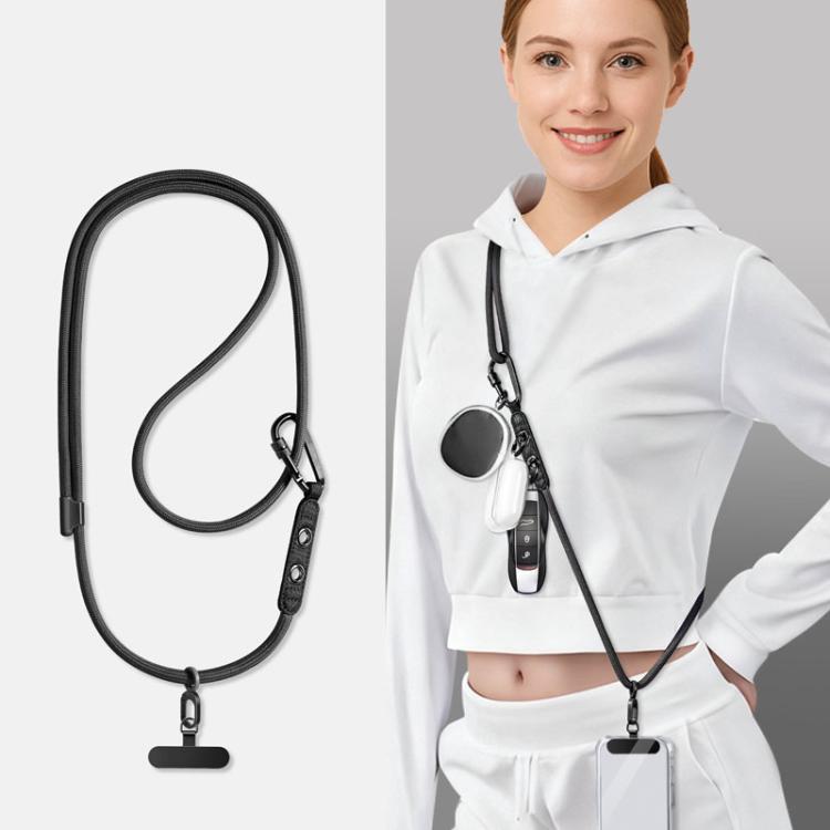 7mm Polyester Adjustable Crossbody Storage Hooks Mobile Phone Anti-lost Lanyard With Metal Clamp
