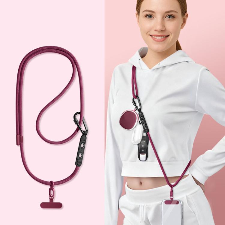 7mm Polyester Adjustable Crossbody Storage Hooks Mobile Phone Anti-lost Lanyard With Metal Clamp