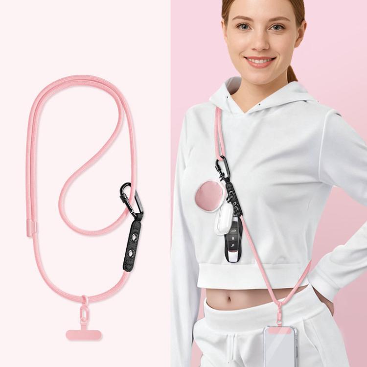 7mm Polyester Adjustable Crossbody Storage Hooks Mobile Phone Anti-lost Lanyard With Metal Clamp