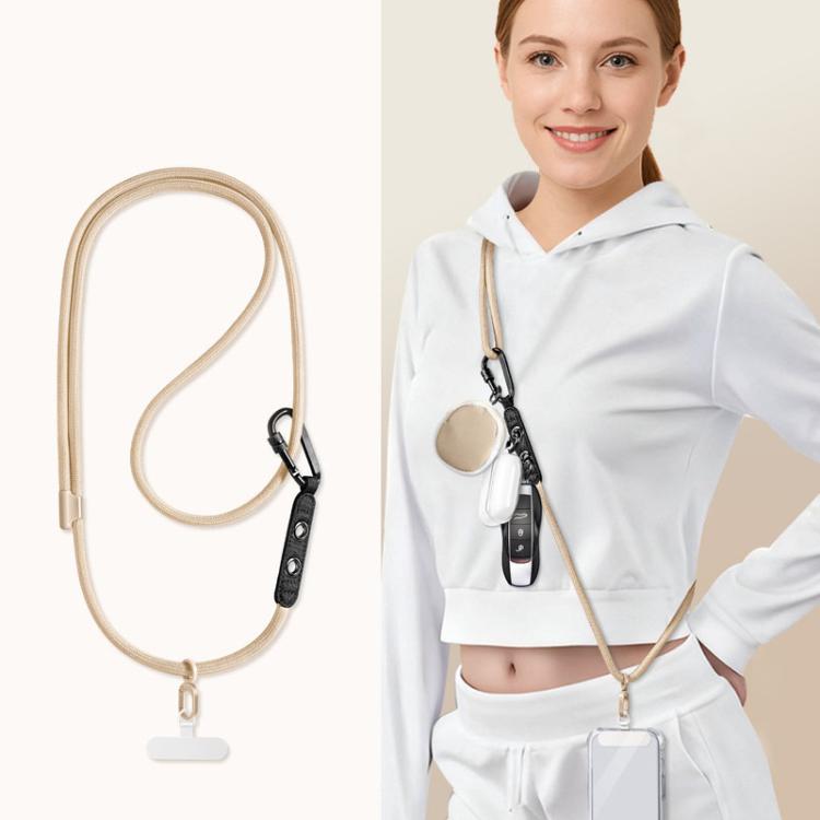 7mm Polyester Adjustable Crossbody Storage Hooks Mobile Phone Anti-lost Lanyard With Metal Clamp