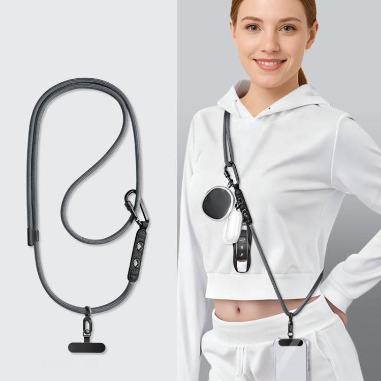 7mm Polyester Adjustable Crossbody Storage Hooks Mobile Phone Anti-lost Lanyard With Metal Clamp