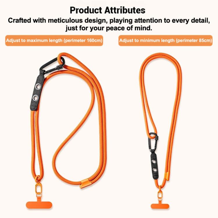7mm Polyester Adjustable Crossbody Storage Hooks Mobile Phone Anti-lost Lanyard With Metal Clamp