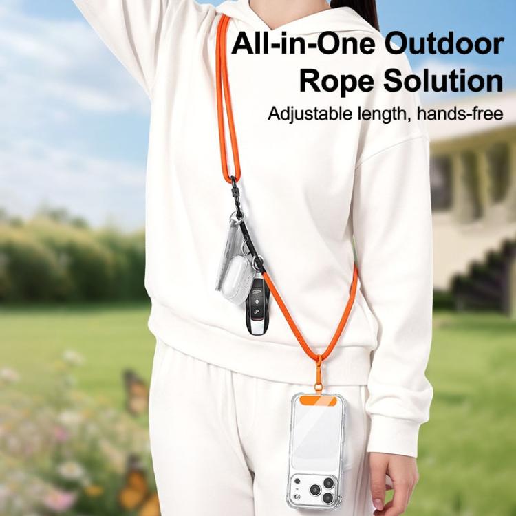 7mm Polyester Adjustable Crossbody Storage Hooks Mobile Phone Anti-lost Lanyard With Metal Clamp