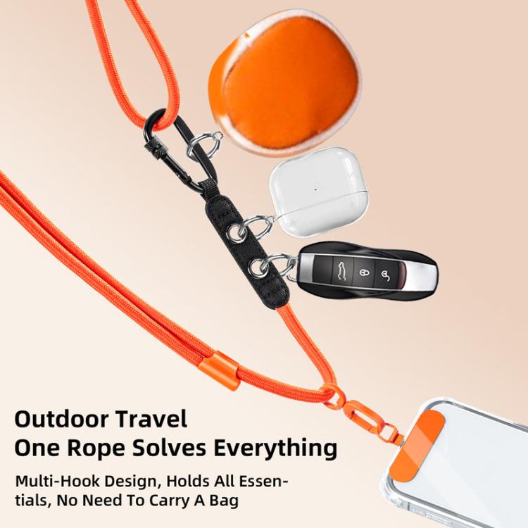 7mm Polyester Adjustable Crossbody Storage Hooks Mobile Phone Anti-lost Lanyard With Metal Clamp