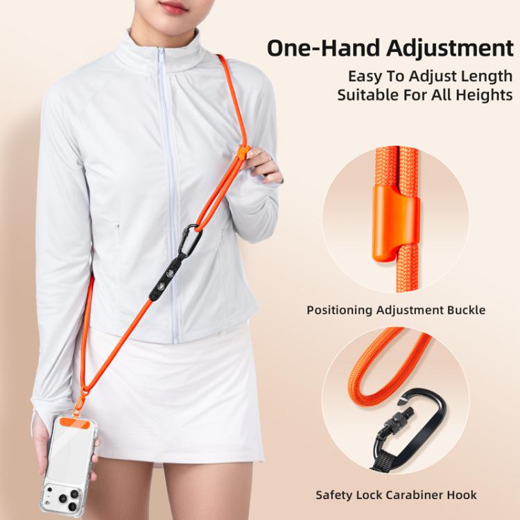 7mm Polyester Adjustable Crossbody Storage Hooks Mobile Phone Anti-lost Lanyard With Metal Clamp