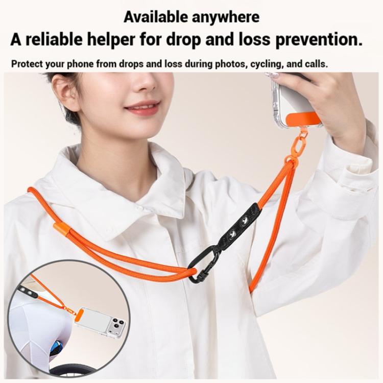 7mm Polyester Adjustable Crossbody Storage Hooks Mobile Phone Anti-lost Lanyard With Metal Clamp