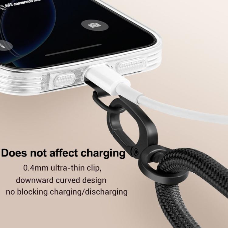 7mm Polyester Adjustable Crossbody Storage Hooks Mobile Phone Anti-lost Lanyard With Metal Clamp