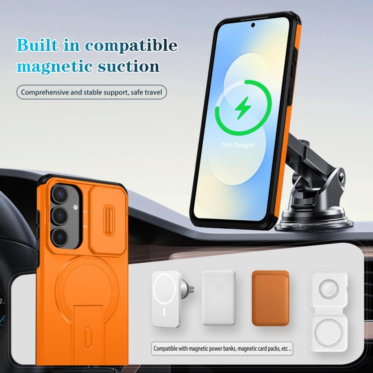 For Samsung Galaxy S25 FE 5G Sliding Camshield MagSafe Holder Phone Case