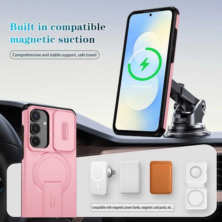 For Samsung Galaxy S25 FE 5G Sliding Camshield MagSafe Holder Phone Case