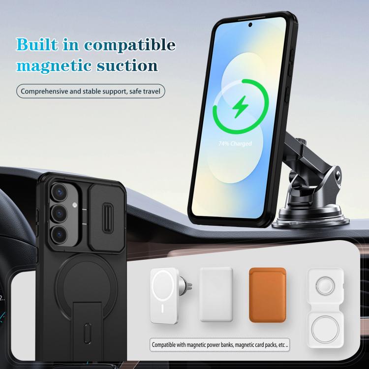 For Samsung Galaxy S25 FE 5G Sliding Camshield MagSafe Holder Phone Case