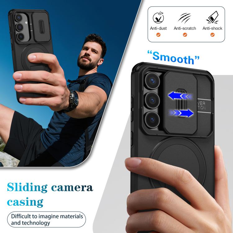 For Samsung Galaxy S25 FE 5G Sliding Camshield MagSafe Holder Phone Case