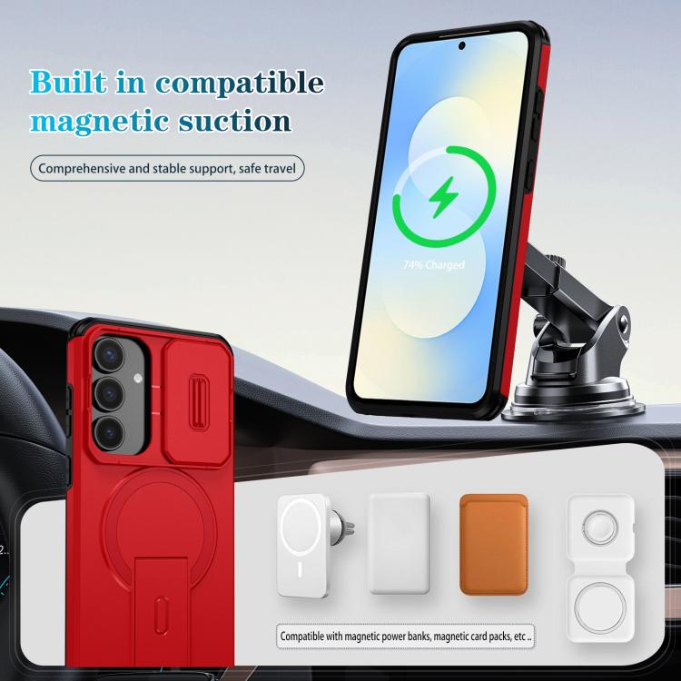 For Samsung Galaxy S25 FE 5G Sliding Camshield MagSafe Holder Phone Case