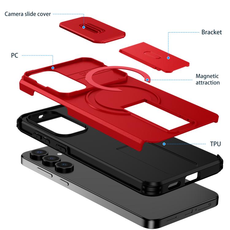 For Samsung Galaxy S25 FE 5G Sliding Camshield MagSafe Holder Phone Case