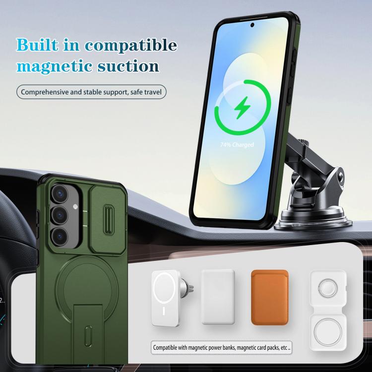 For Samsung Galaxy S25 FE 5G Sliding Camshield MagSafe Holder Phone Case
