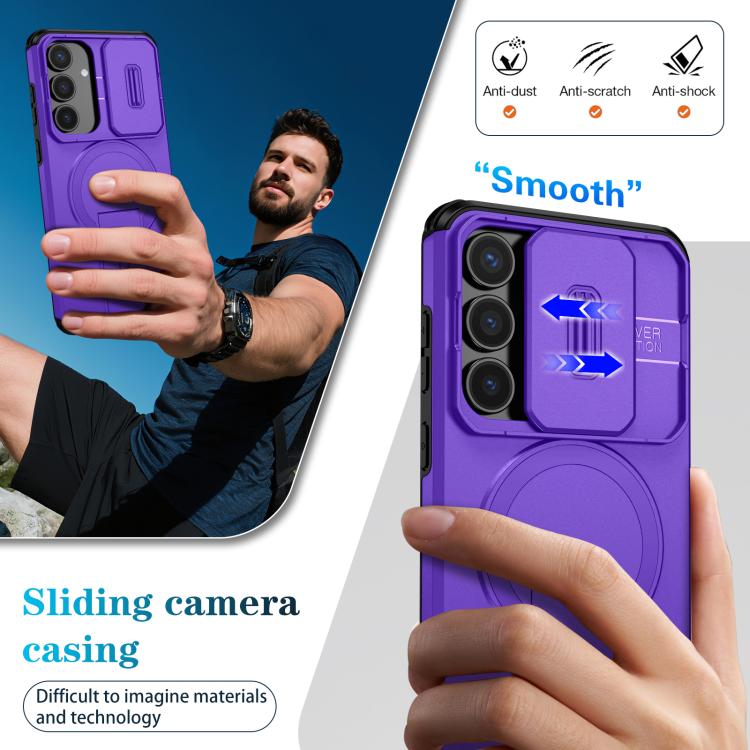 For Samsung Galaxy S25 FE 5G Sliding Camshield MagSafe Holder Phone Case