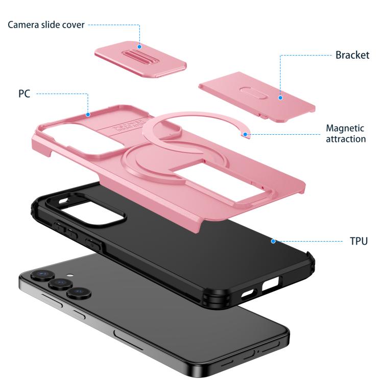 For Samsung Galaxy S24+ 5G Sliding Camshield MagSafe Holder Phone Case