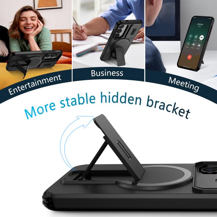 For Samsung Galaxy S24+ 5G Sliding Camshield MagSafe Holder Phone Case