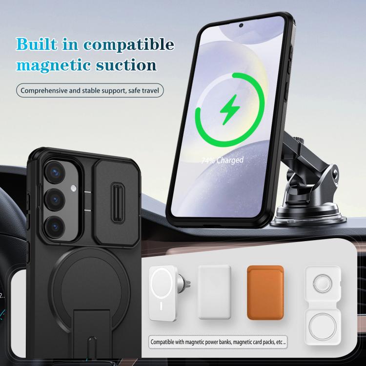 For Samsung Galaxy S24+ 5G Sliding Camshield MagSafe Holder Phone Case