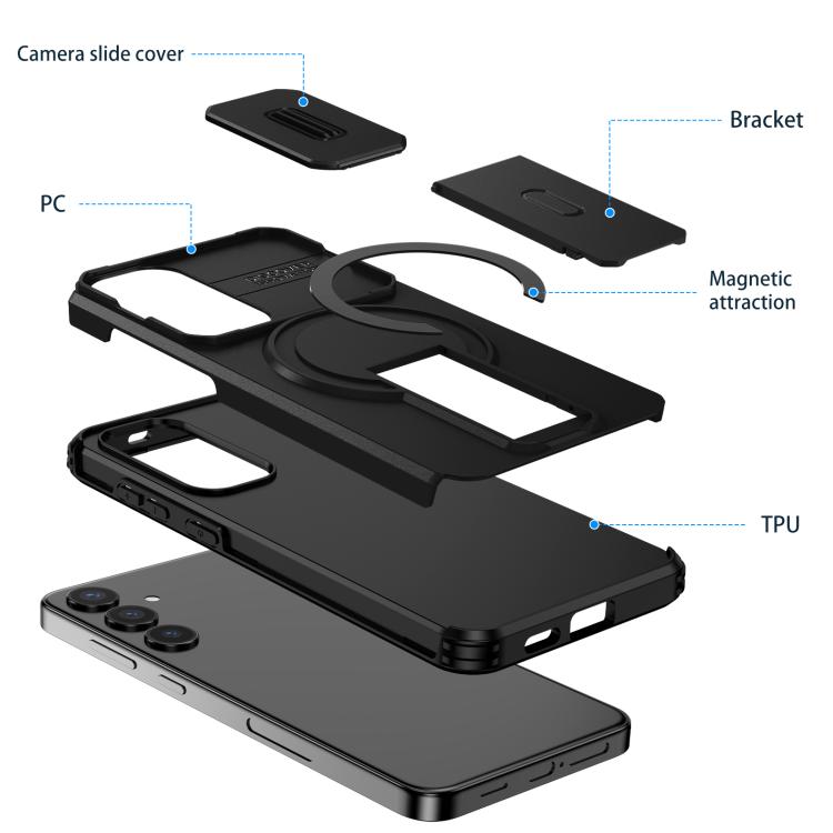 For Samsung Galaxy S24+ 5G Sliding Camshield MagSafe Holder Phone Case