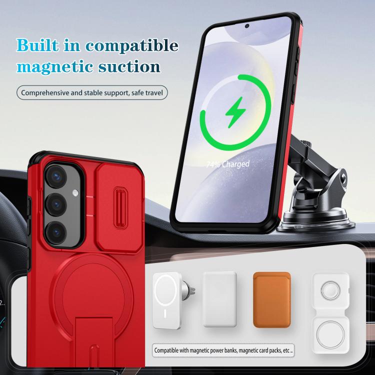 For Samsung Galaxy S24+ 5G Sliding Camshield MagSafe Holder Phone Case