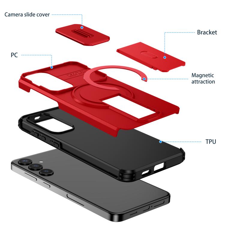 For Samsung Galaxy S24+ 5G Sliding Camshield MagSafe Holder Phone Case