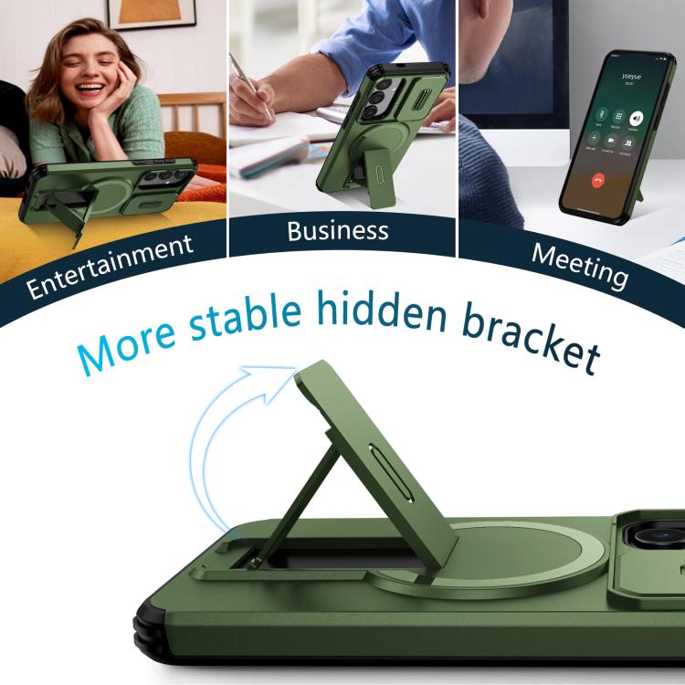 For Samsung Galaxy S24+ 5G Sliding Camshield MagSafe Holder Phone Case